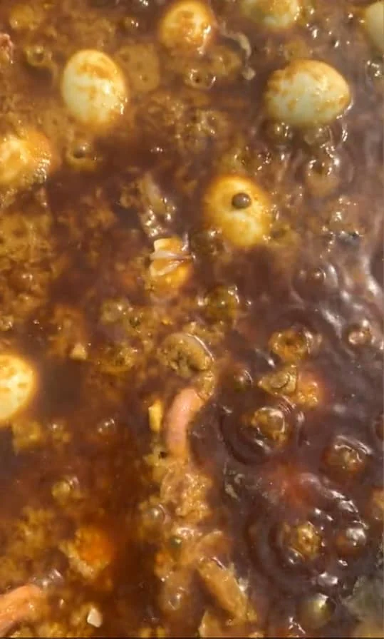 Close-up of a pot of rich simmered stew